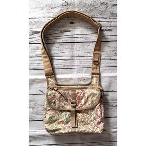 Fossil Authentic Classic Floral Paisley Crossbody Bag Multiple Pockets